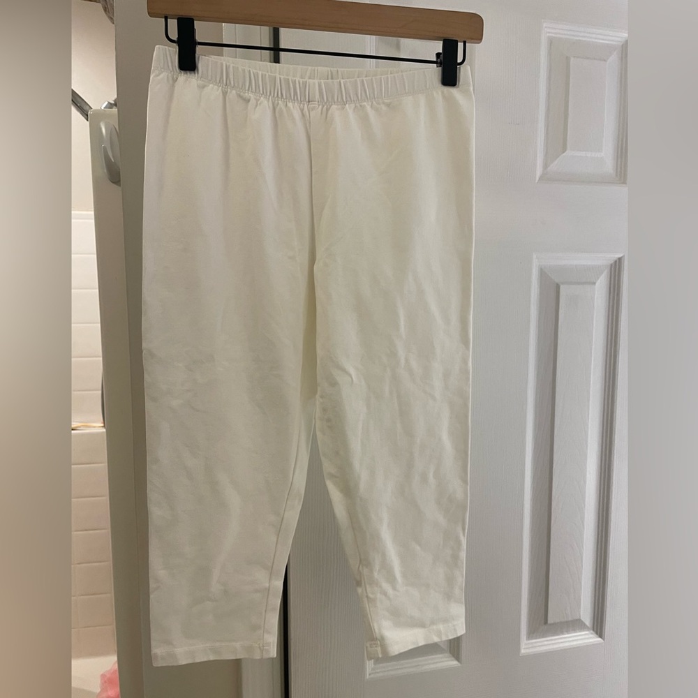 Flax‎ Womens white cropped Leggings elastic waist XS